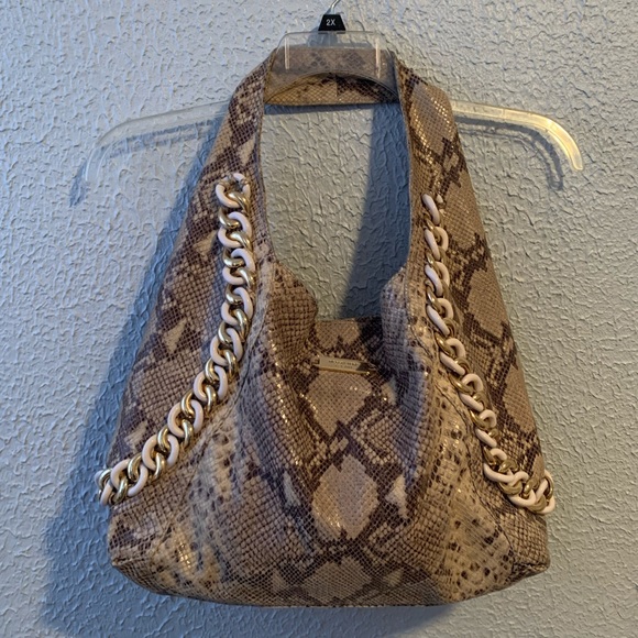 Michael Kors Handbags - Michael Kors Large Snake Print Gold Chain Bag